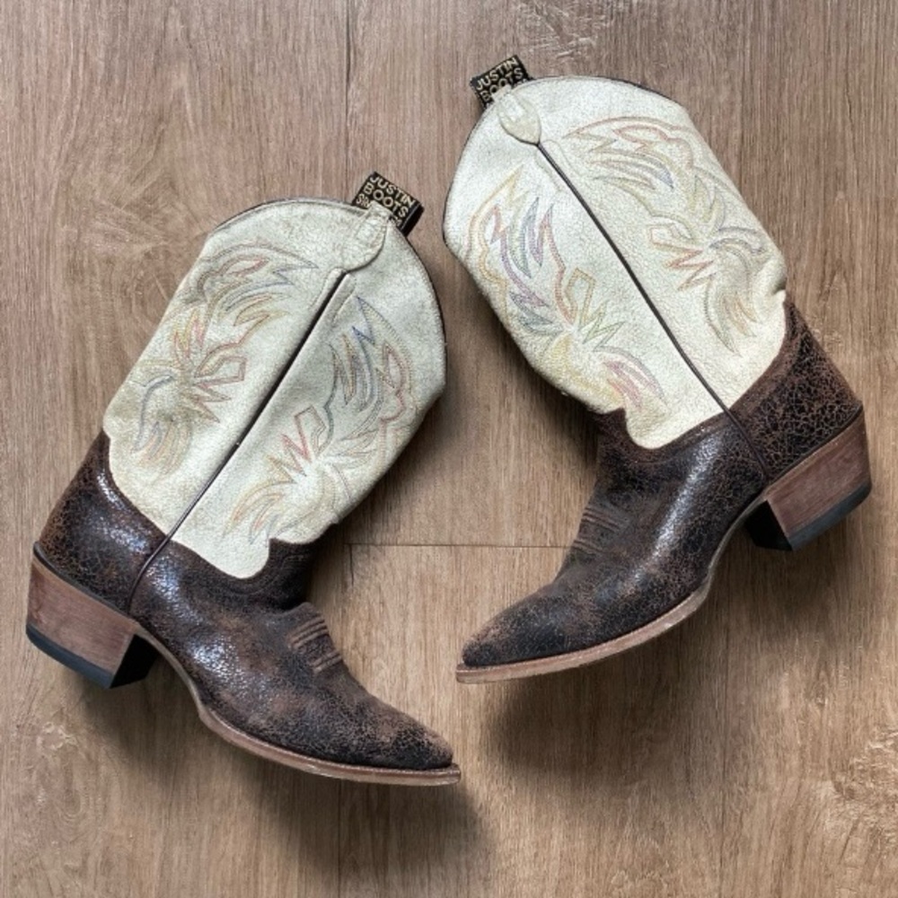 Justin Vintage Boots L6310 2-Tone Cowboy Western Boots SZ 7.5 B